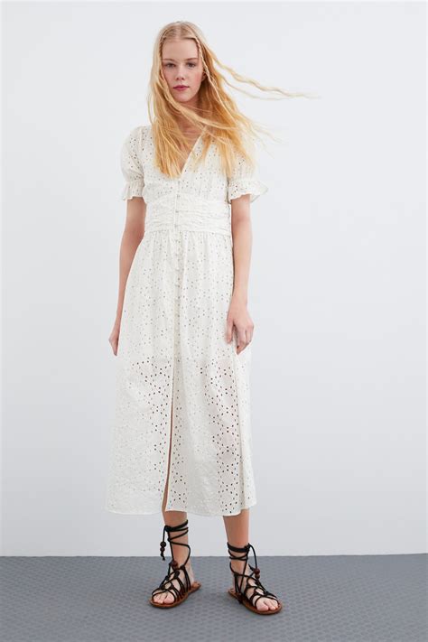 dress with cutwork embroidery zara.